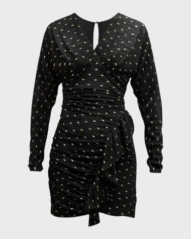 Iro Rohana Crinkled Polka-Dot Bodycon Mini Dress