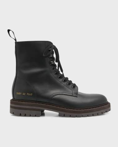 Common Projects Men's Leather Zip Combat Boots