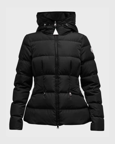 Moncler Avoce Hooded Puffer Jacket with Elastic Belt