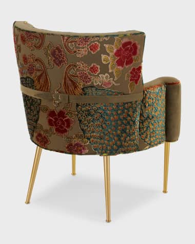 Haute House Tiffany Peacock Chair with Brass Legs