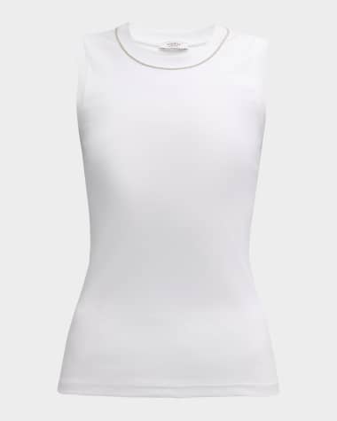 Peserico Ribbed Beaded Crewneck Tank