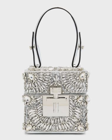 Oscar de la Renta Alibi Cube Crystal Top-Handle Bag
