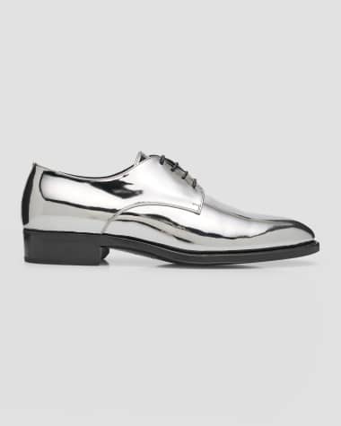 Saint Laurent Men's Adrien 25 Metallic Leather Derby Shoes