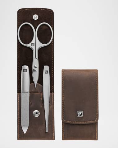 Zwilling Beauty Premium 4-Piece Brown Leather Case Set