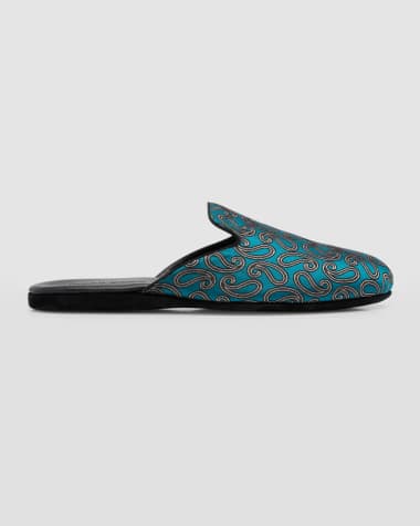 Manolo Blahnik Men's Alcott Paisley Jacquard Mules