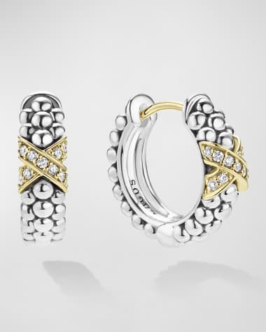 LAGOS Embrace 18K Two-Tone Diamond Huggie Earrings
