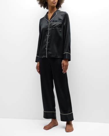 Neiman Marcus Long Silk Charmeuse Pajama Set