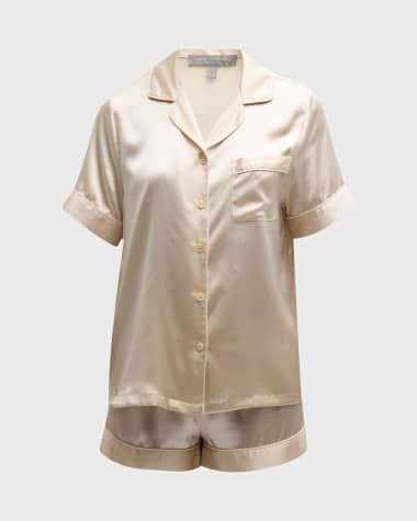 Elegant Silk Bridal Pajama Set - Beige