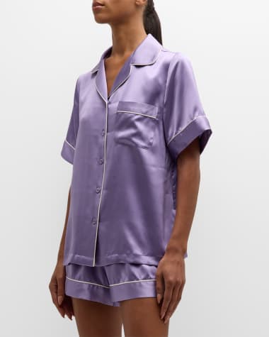 Neiman Marcus Short Silk Charmeuse Pajama Set