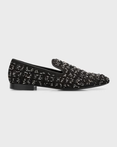 Versace Men's Suede Bead-Embellished Smoking Slippers