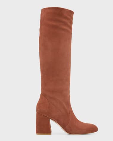 Stuart Weitzman Flareblock Suede Block-Heel Knee Boots