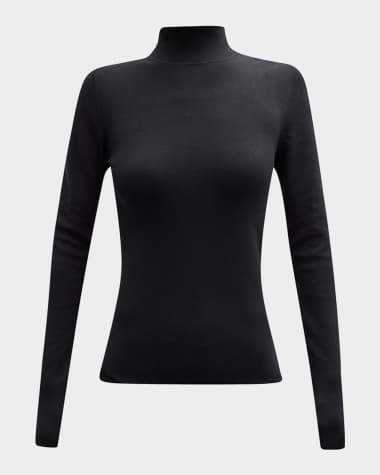 Joseph Long-Sleeve Stretch Silk Turtleneck Pullover