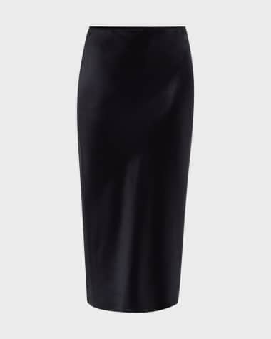 Joseph Isaak Straight Silk Satin Midi Skirt