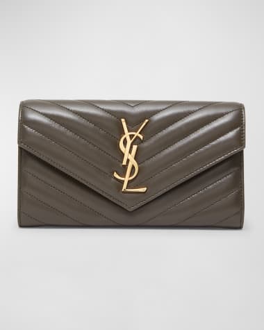 Saint Laurent YSL Monogram Large Envelope Flap Wallet in Smooth Leather