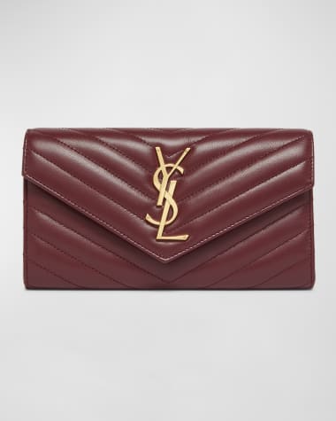 Saint Laurent YSL Monogram Large Envelope Flap Wallet in Smooth Leather