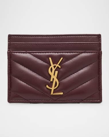 Saint Laurent YSL Monogram Card Case in Quilted Smooth Leather