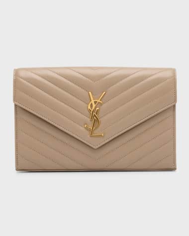 Saint Laurent YSL Monogram Large Wallet on Chain in Smooth Leather