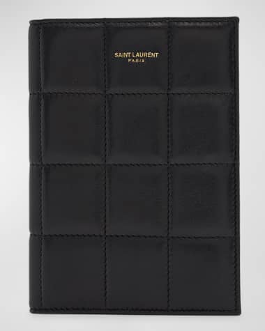Saint Laurent Passport Case in Quilted Smooth Leather