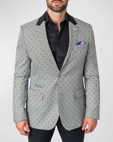 Maceoo Men's Socrates Dotted Houndstooth Blazer