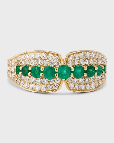 Kastel Jewelry Albi Emerald and Diamond Pave Ring, Size 7