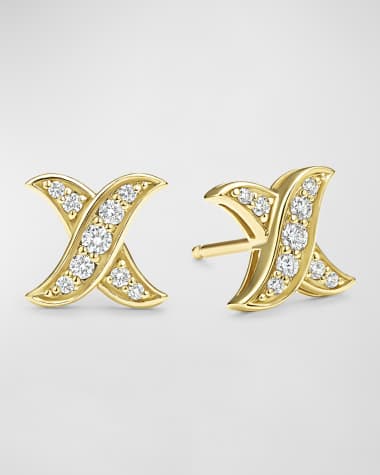 LAGOS 18K Embrace Diamond 8mm Pave X Stud Earrings