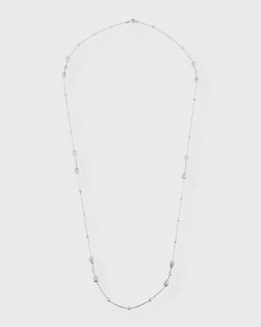 NM Estate Estate 18K White Gold Diamond Bezel and Pave Diamond Cable Necklace, 32"L