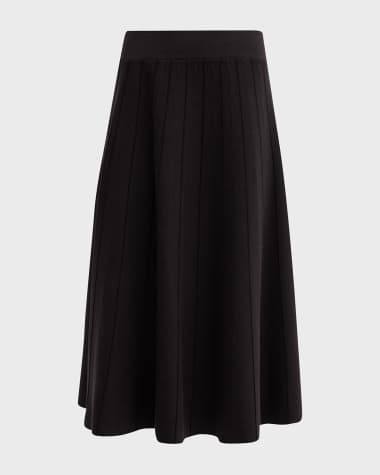 TSE Cashmere Ribbed A-Line Wool-Silk Midi Skirt