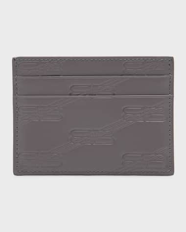 Balenciaga Men's Monogram Embossed Leather Card Case