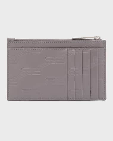 Balenciaga Men's BB Monogram Embossed Zip Card Holder