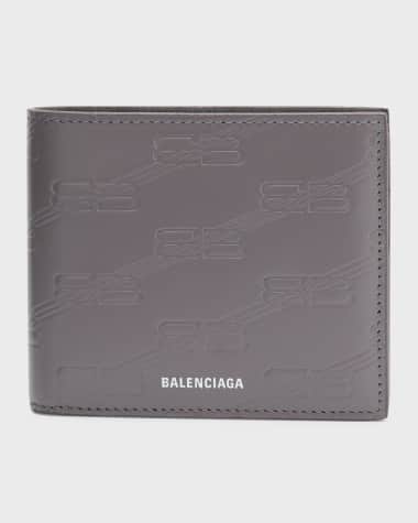 Balenciaga Men's BB Monogram Embossed Leather Billfold Wallet