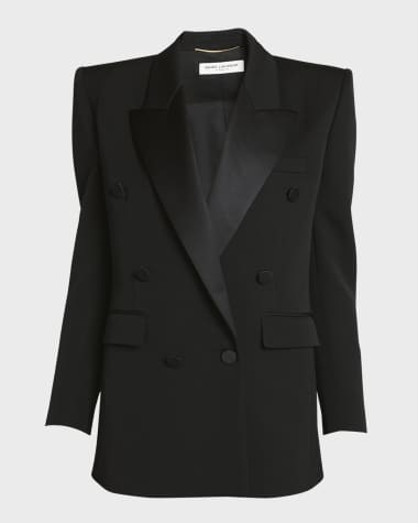 Saint Laurent Silk Lapel Blazer Jacket