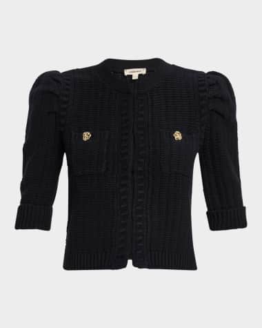 L'Agence Delilah Cropped Textured Cardigan