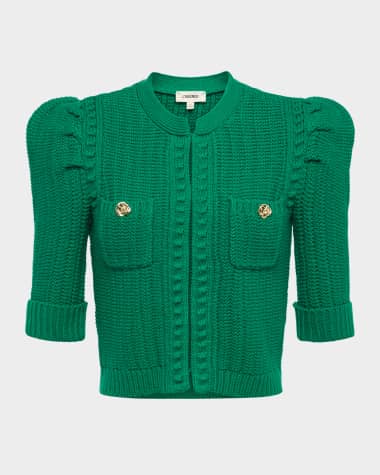 L'Agence Delilah Cropped Textured Cardigan