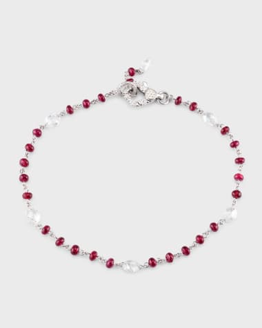 64 Facets 18K White Gold Ruby and Diamond Tennis Bracelet
