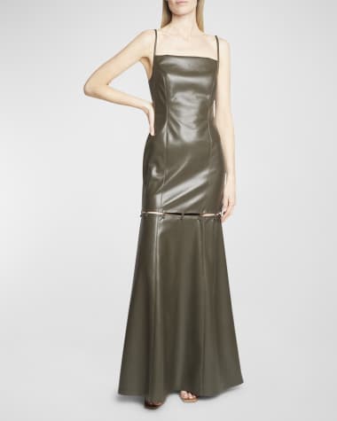 Nanushka Jorie Alt-Leather Buttoned Maxi Dress