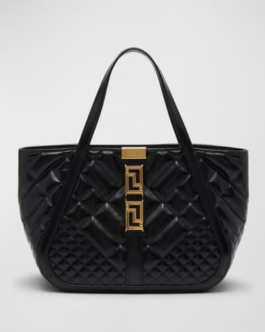 VERSACE Greca Goddess large embellished quilted leather tote