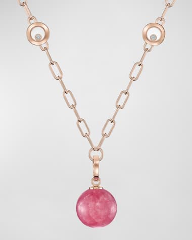 Chopard Happy Diamonds Planet 18K Rose Gold Rhodochrosite Necklace