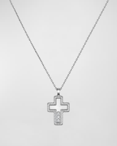 Chopard Happy Diamonds 18K White Gold Cross Pendant Necklace