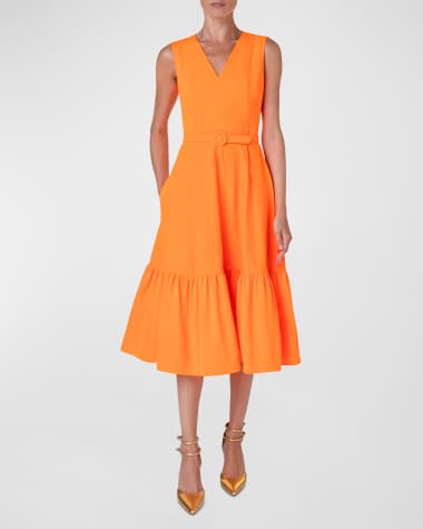 Akris Punto Crew Neck Mini Dress - Orange Dresses, Clothing - WAK128675