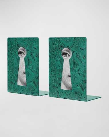 Fornasetti Serratura Malachite Bookends, Set of 2