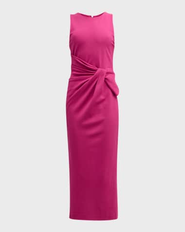 Emporio Armani Sleeveless Twist-Front Jersey Midi Dress