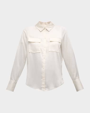 Derek Lam 10 Crosby Lorena Satin Button-Front Blouse