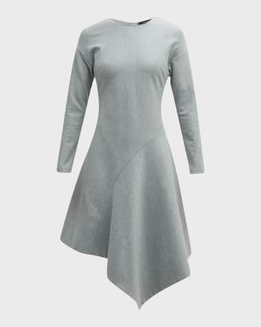 Natori Asymmetric A-Line Jersey Midi Dress