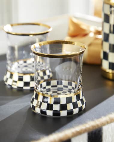 MacKenzie-Childs 8 oz. Courtly Check Glass Tumbler, Set of 2