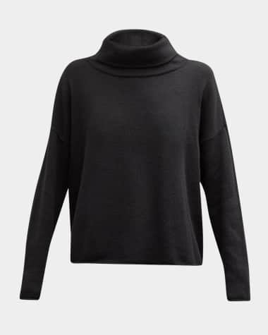Eileen Fisher Ribbed Turtleneck Cashmere-Silk Sweater