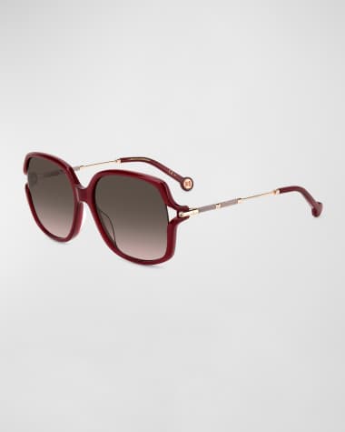 Carolina Herrera Her0132 Cut-Out Acetate & Metal Alloy Square Sunglasses