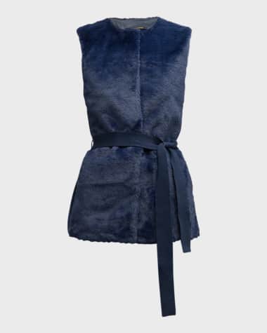 Kobi Halperin Lior Sleeveless Belted Faux Fur Sweater