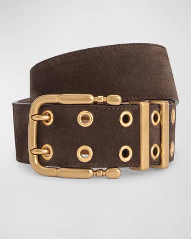 BY FAR Duo Bear Suede Leather Belt