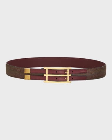 Etro Mixed-Media Belt With Golden Hardware