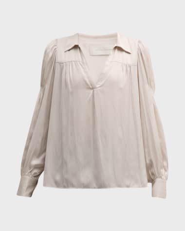 Brochu Walker Anson Ruched Puff-Sleeve Blouse